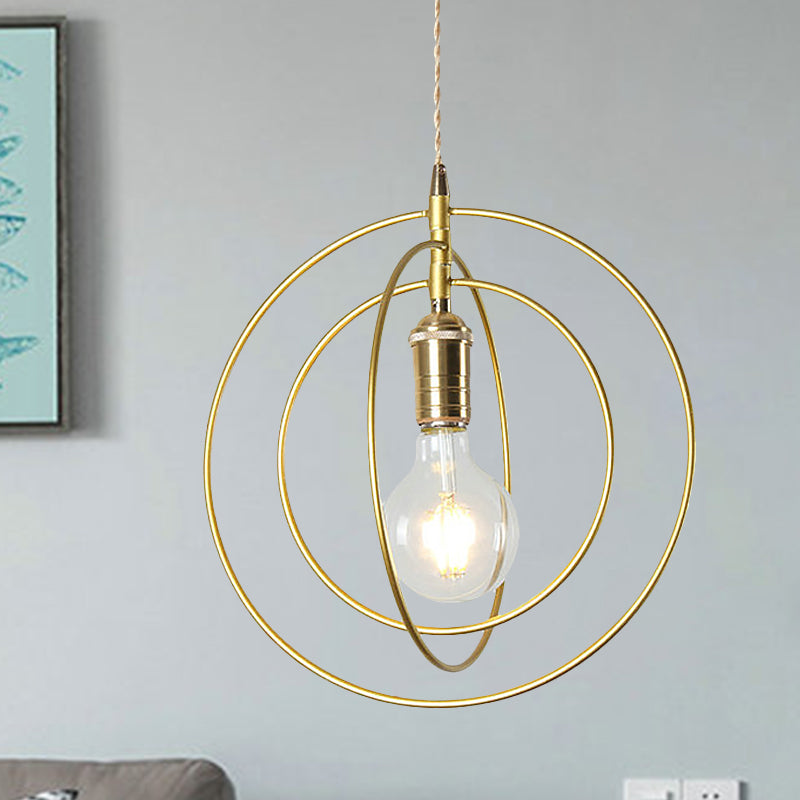 Aménagement minimaliste à 3 rings de suspension en métal 1 Light Living Light Room Pendante en or