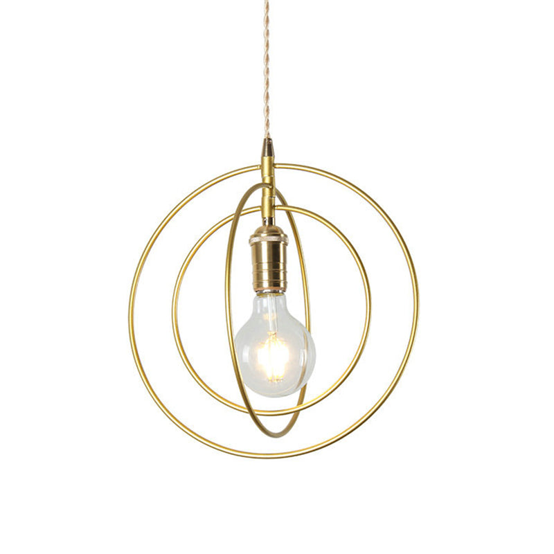 Aménagement minimaliste à 3 rings de suspension en métal 1 Light Living Light Room Pendante en or