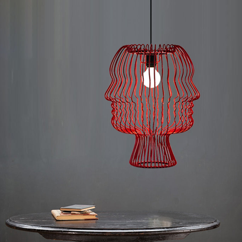 Arc cage métallique en suspension suspendue modernisme modernisme de plafond rouge à tête.