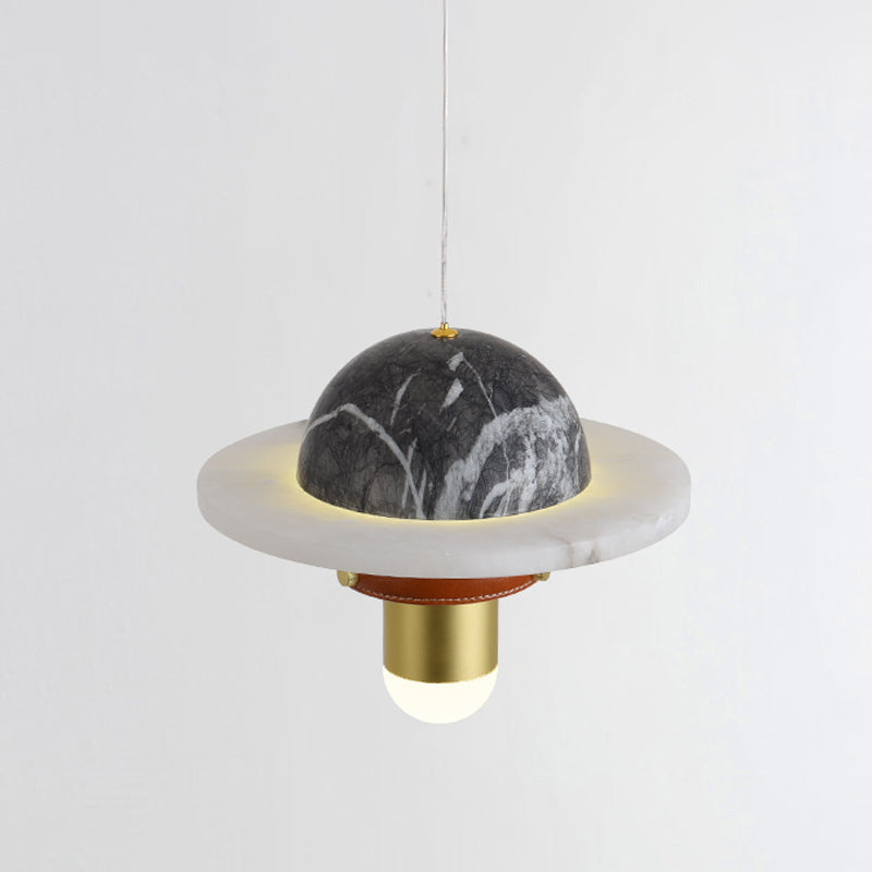 Light plafond suspendu de marbre en forme de dirigeant en forme de dirigeable noir pour chambre à coucher