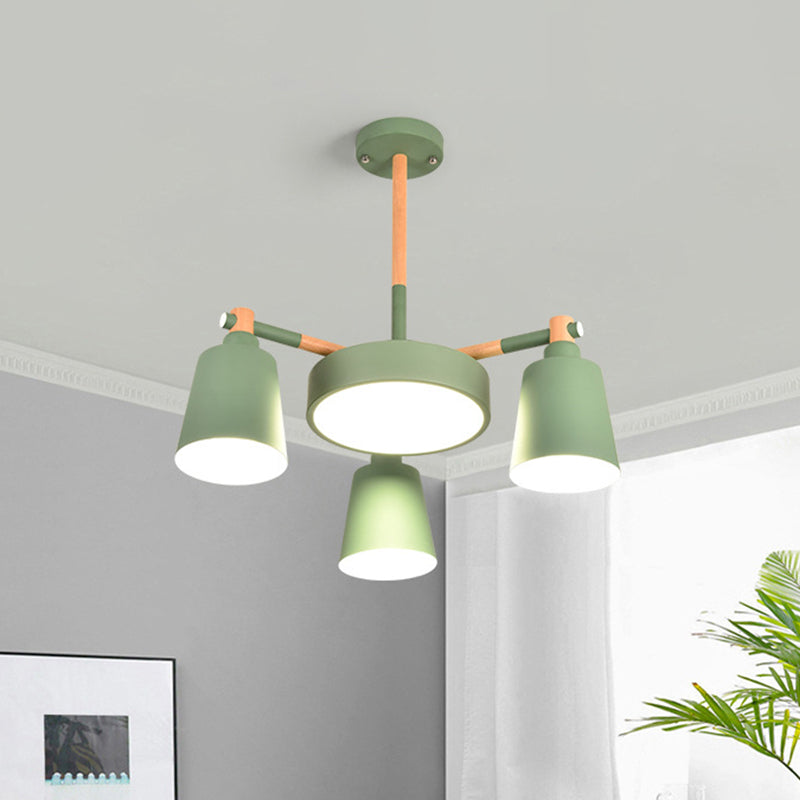 Canna grigia/verde e ciondolo tamburo moderno bulbi 3/5 lampadario a sospensione in metallo con design radiale