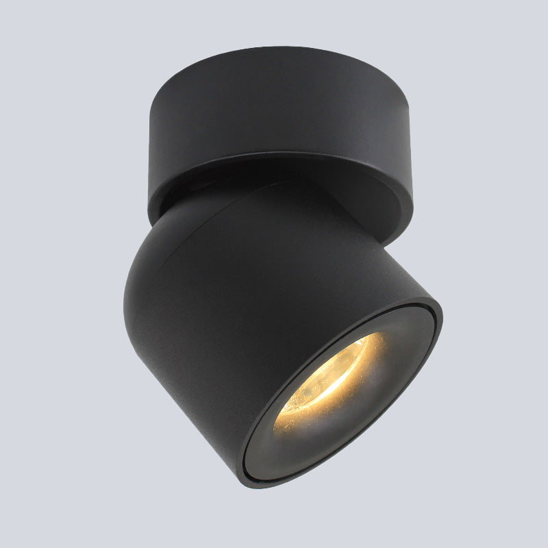 Aluminum Cylinder Flush Light Fixture Contemporary LED Black Adjustable Flush Mounted Lamp in Warm/Natural Light