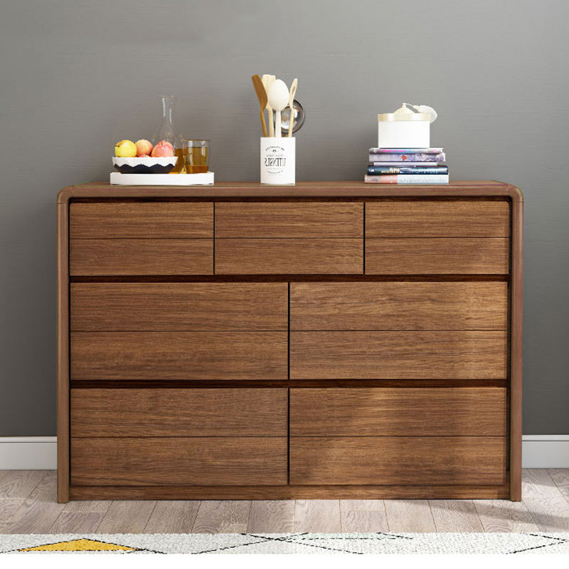 Modern Style Brown Storage Chest Dresser Solid Wood Chest with Drawers