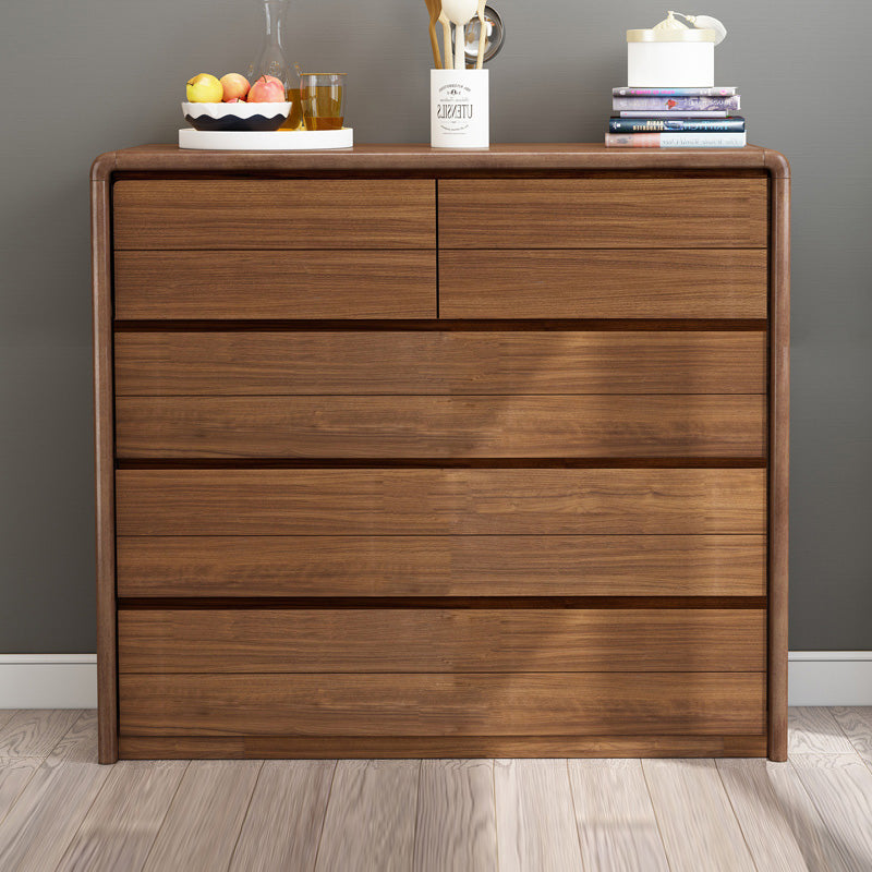 Modern Style Brown Storage Chest Dresser Solid Wood Chest with Drawers