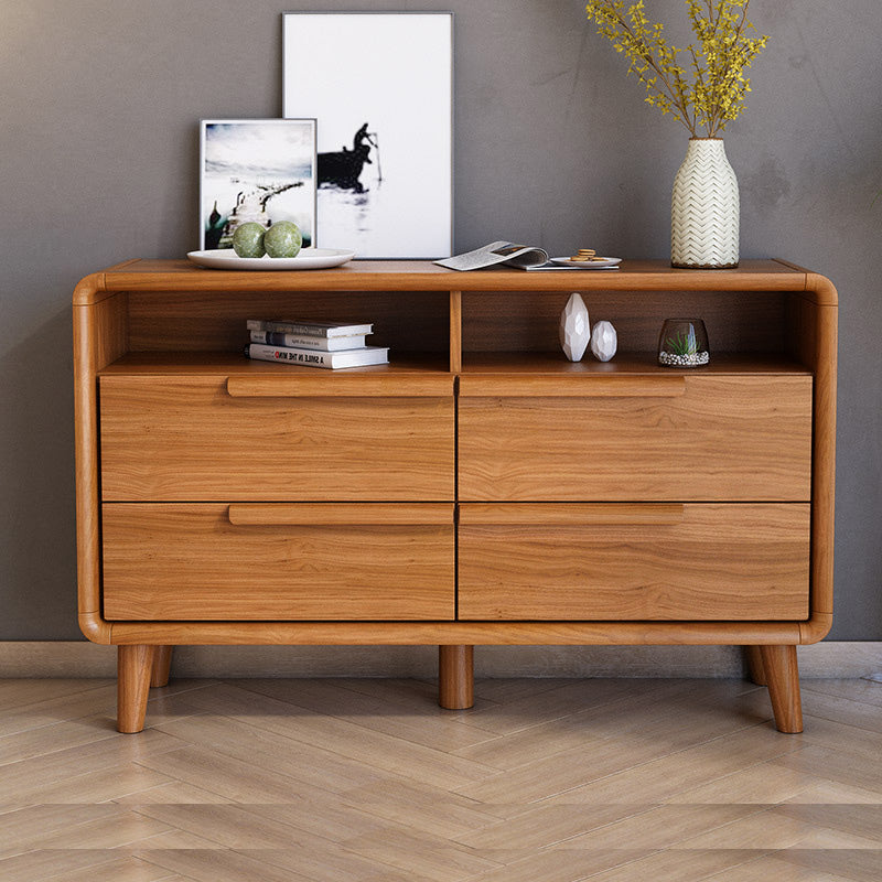 Modern Style Brown Storage Chest Dresser Solid Wood Chest with Drawers