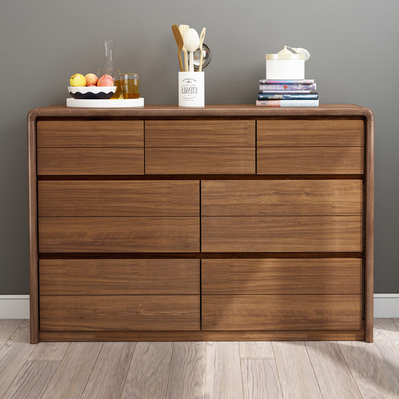 Modern Style Brown Storage Chest Dresser Solid Wood Chest with Drawers