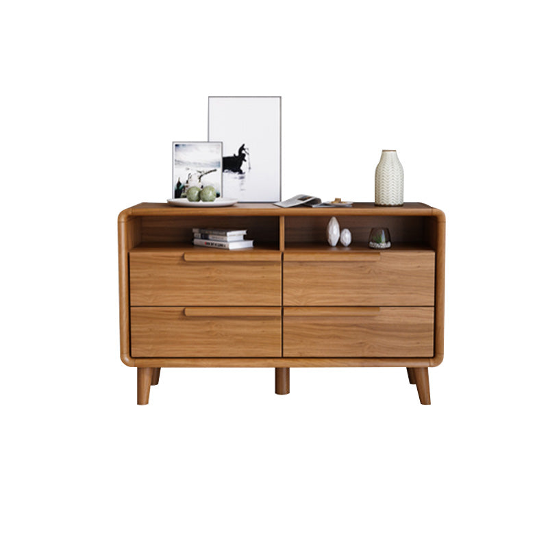 Modern Style Brown Storage Chest Dresser Solid Wood Chest with Drawers