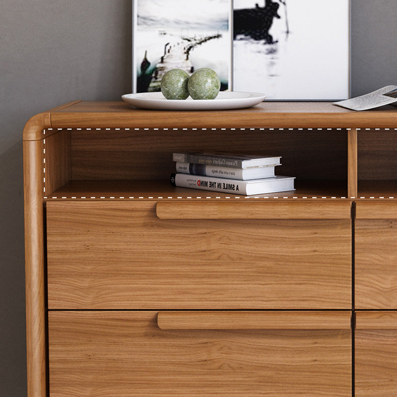 Modern Style Brown Storage Chest Dresser Solid Wood Chest with Drawers