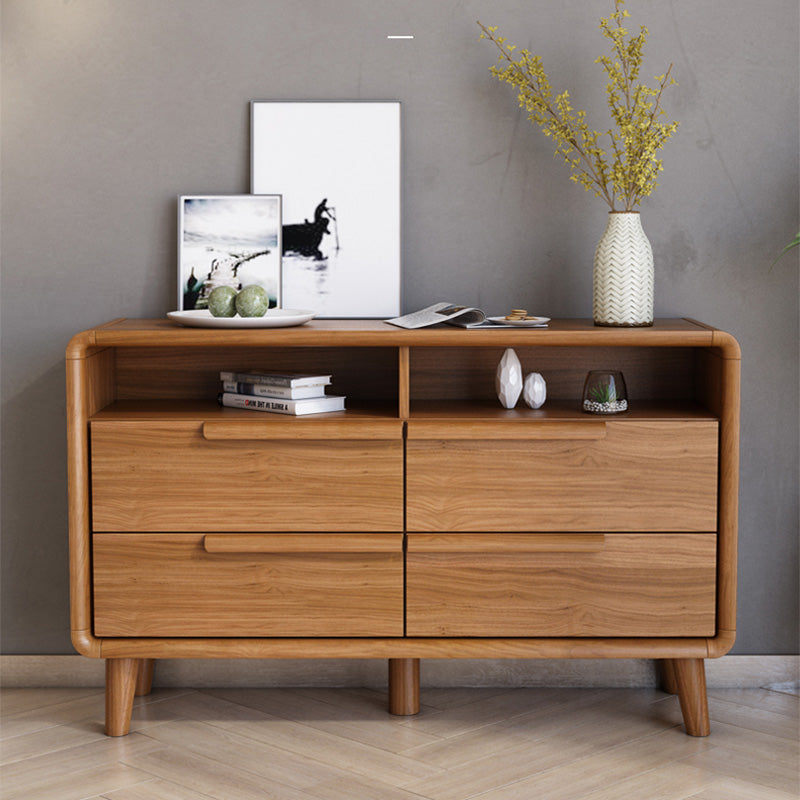 Modern Style Brown Storage Chest Dresser Solid Wood Chest with Drawers