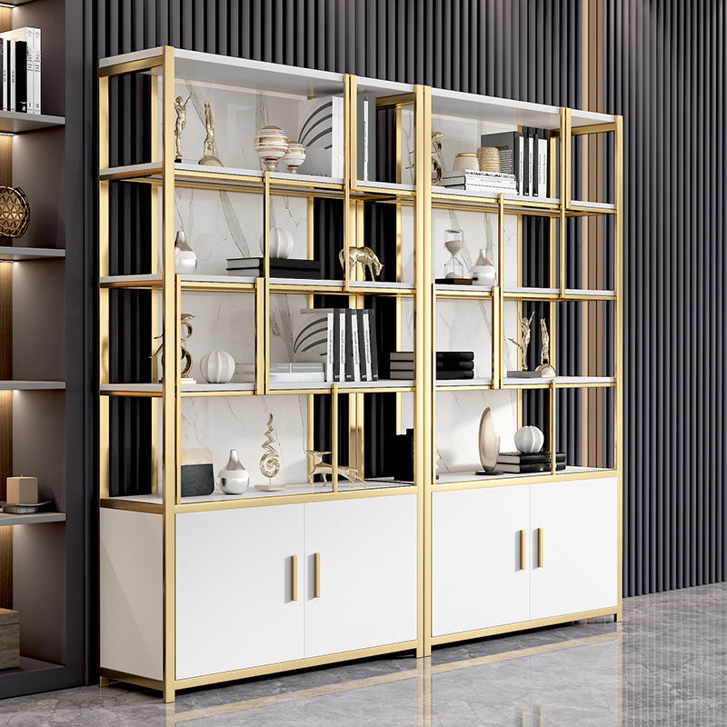 78.7"H Modern Style Bookcase Metal Open Back Bookshelf with Door for Home Office