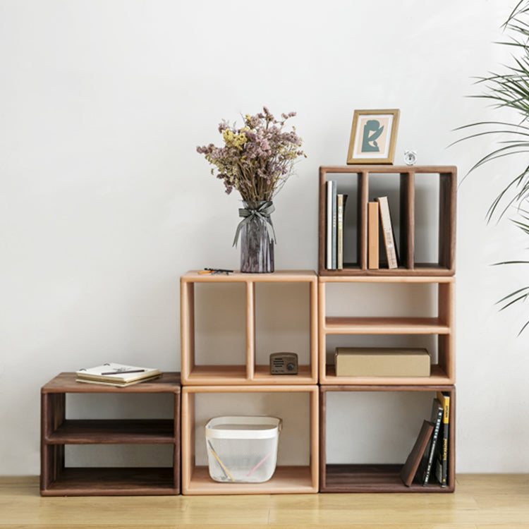 Contemporary Solid Wood Bookshelf Open Back Bookcase for Home Office