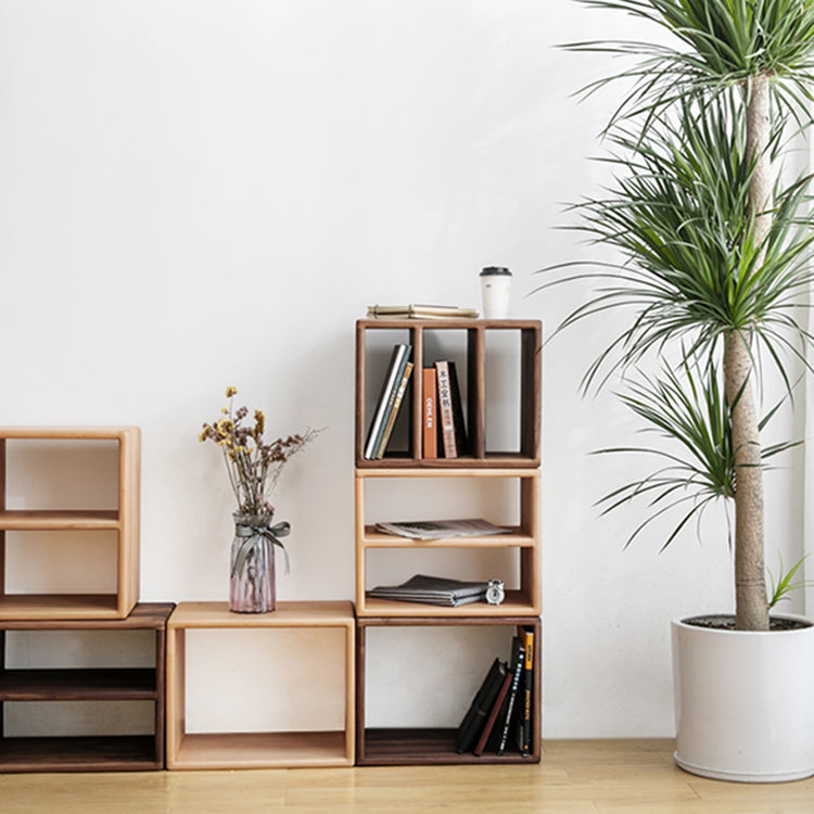 Contemporary Solid Wood Bookshelf Open Back Bookcase for Home Office