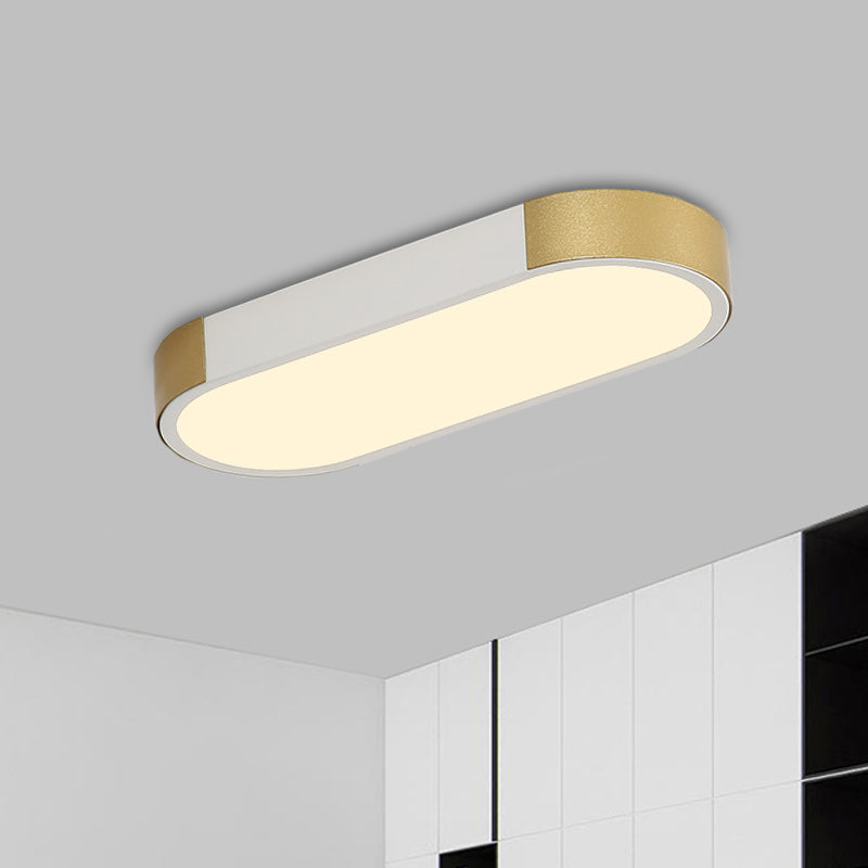 Rectangular Corridor Ceiling Flush Mount Metallic LED Modern Flushmount Lighting in White and Gold/Black and Gold
