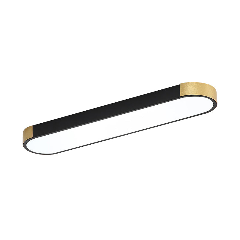 Minimalism LED Flush Light Fixture with Metal Shade White and Gold/Black and Gold Slim Rectangle Flush Mounted Lamp