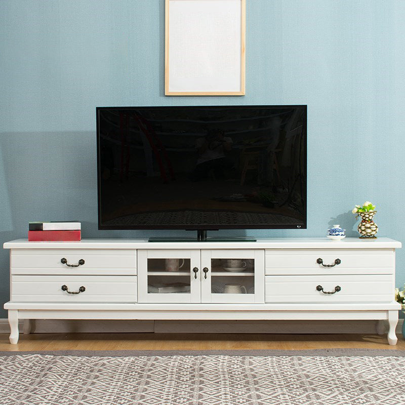 Traditional Enclosed Storage TV Stand Wooden TV Cabinet with Splayed Wooden Legs