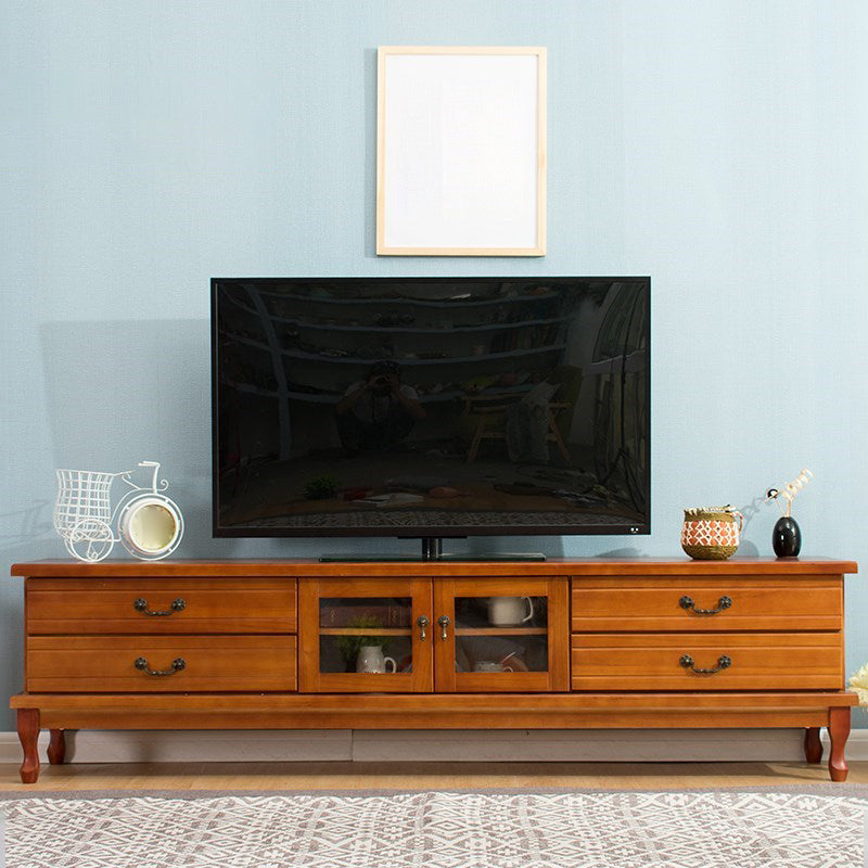 Traditional Enclosed Storage TV Stand Wooden TV Cabinet with Splayed Wooden Legs