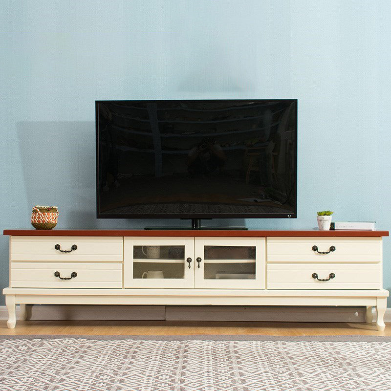 Traditional Enclosed Storage TV Stand Wooden TV Cabinet with Splayed Wooden Legs