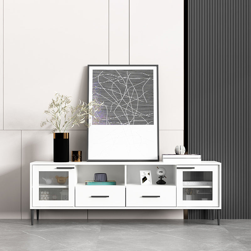 Matte Finish Media Console with Enclosed Storage Scandinavian Faux Wood TV Media Stand