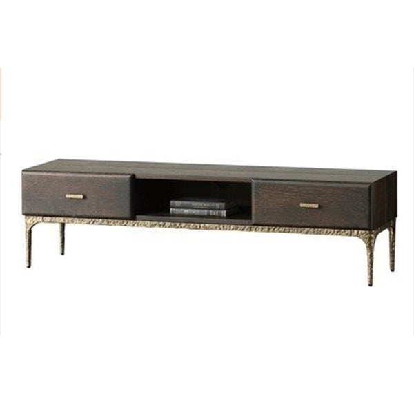 15.75"W TV Stand Industrial Style Solid Wood Brown TV Console with Drawer