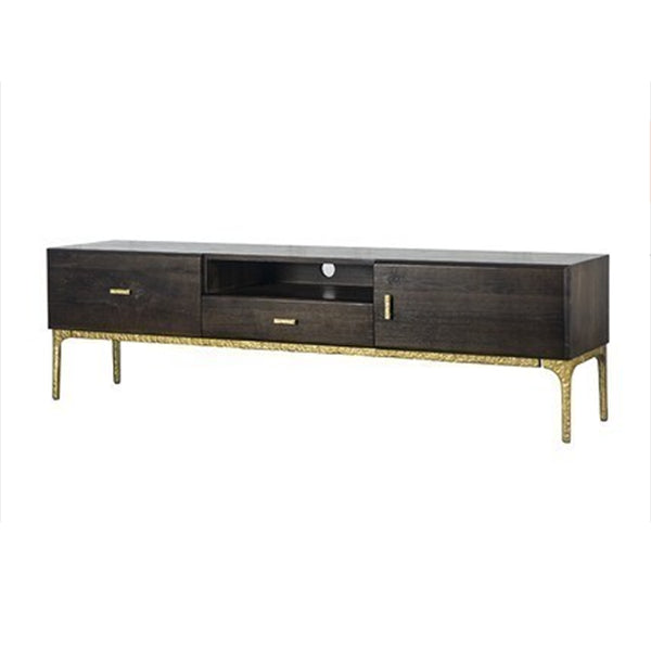 15.75"W TV Stand Industrial Style Solid Wood Brown TV Console with Drawer