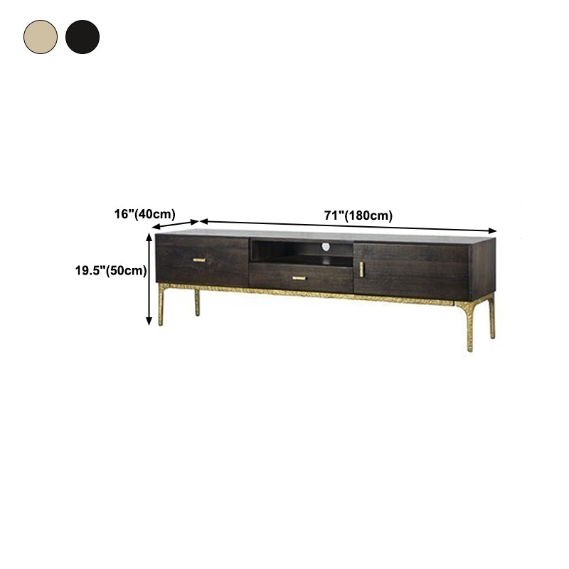 15.75"W TV Stand Industrial Style Solid Wood Brown TV Console with Drawer