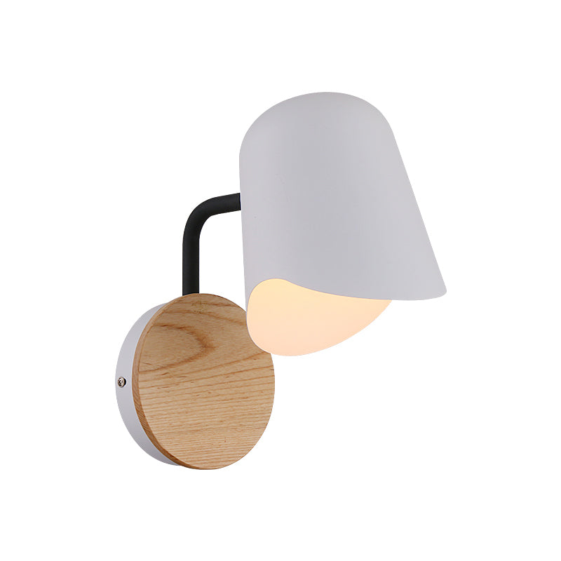 Cup metalen wandmontage verlichting Noordse 1-licht witte/zwarte wand sconce lamp met rechterhoekarm