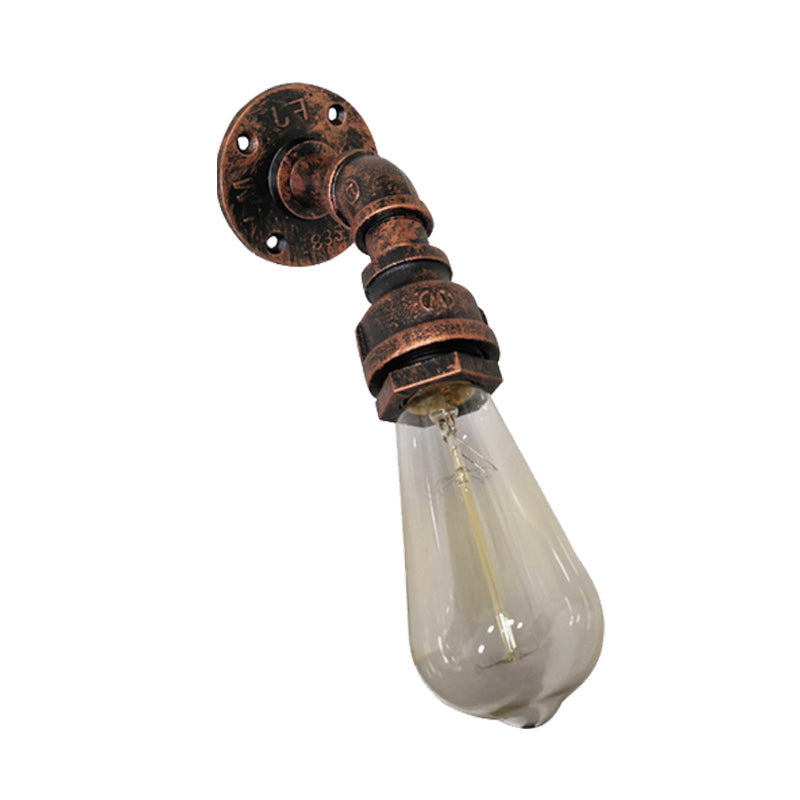Tubería de agua iluminación de pared metálica vintage 1 lámpara de pared de la escalera de luz aplastante en óxido