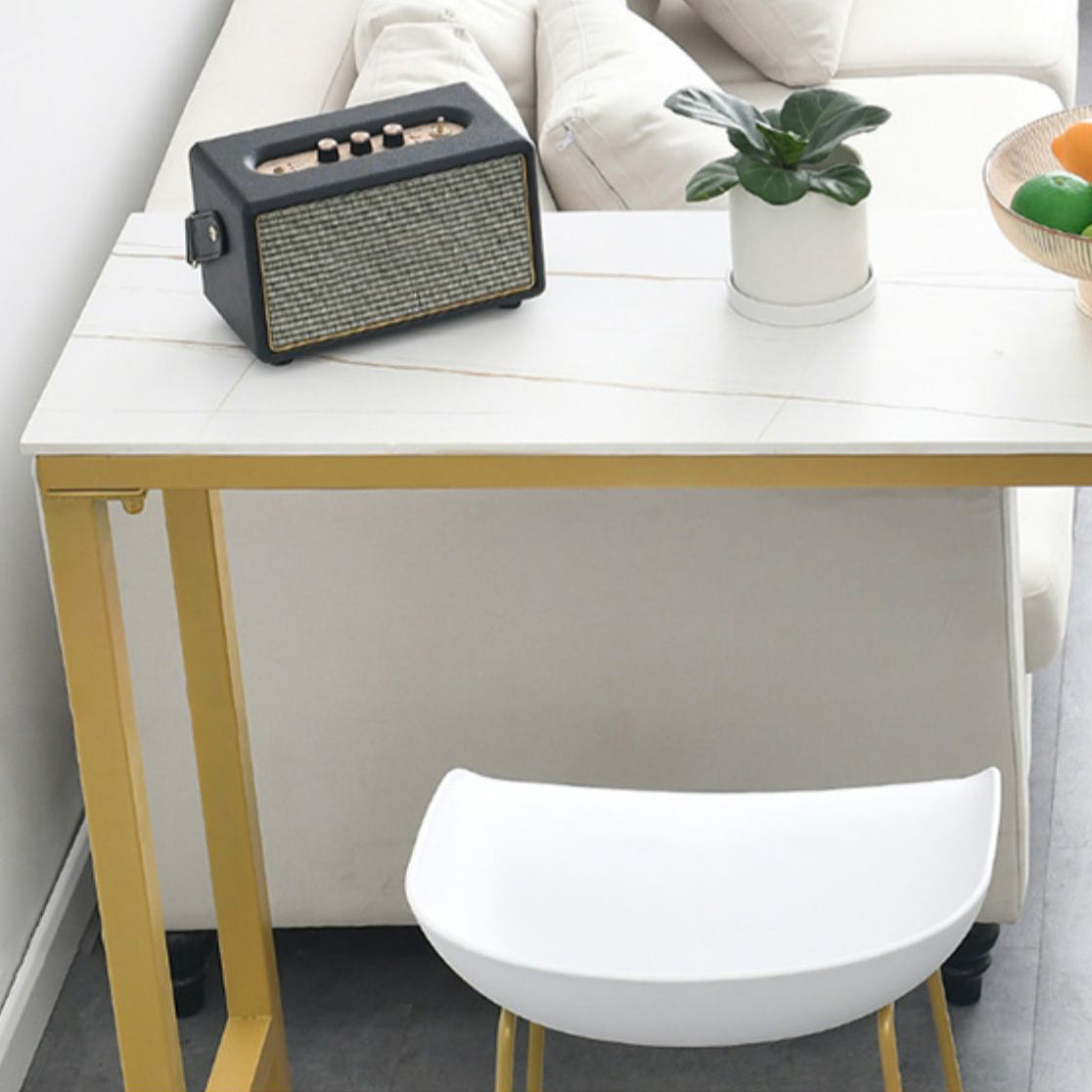 Modern Rectangle Bar Dining Table Stone Bar Table with Trestle Base