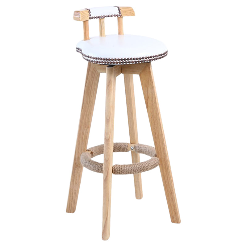 Modern Rotatable Backrest Counter Stool Wood Cafe Bar Stool with Leather Cushion
