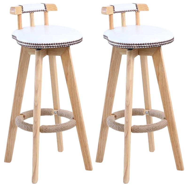 Modern Rotatable Backrest Counter Stool Wood Cafe Bar Stool with Leather Cushion