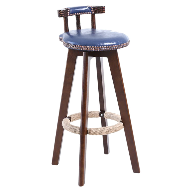 Modern Rotatable Backrest Counter Stool Wood Cafe Bar Stool with Leather Cushion