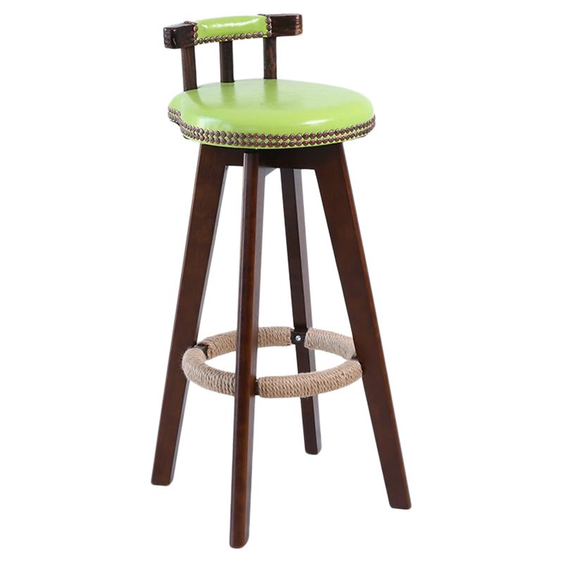 Modern Rotatable Backrest Counter Stool Wood Cafe Bar Stool with Leather Cushion