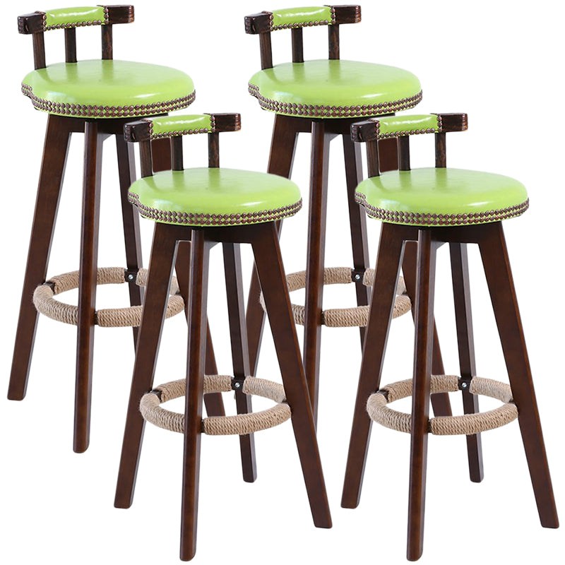 Modern Rotatable Backrest Counter Stool Wood Cafe Bar Stool with Leather Cushion