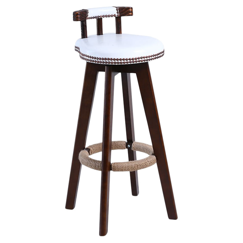 Modern Rotatable Backrest Counter Stool Wood Cafe Bar Stool with Leather Cushion