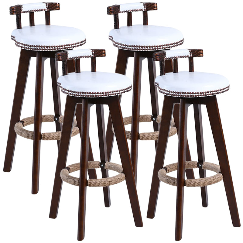 Modern Rotatable Backrest Counter Stool Wood Cafe Bar Stool with Leather Cushion
