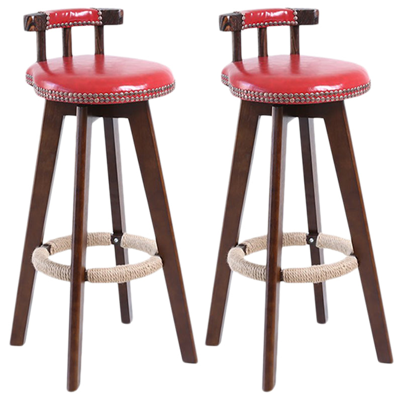 Modern Rotatable Backrest Counter Stool Wood Cafe Bar Stool with Leather Cushion
