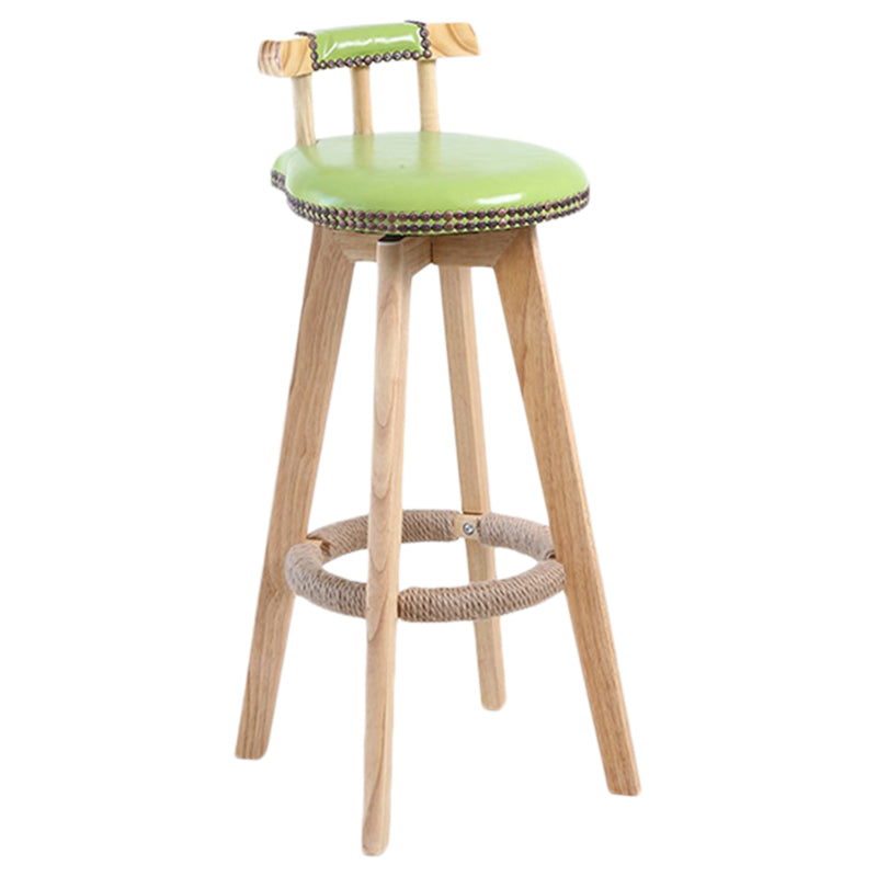 Modern Rotatable Backrest Counter Stool Wood Cafe Bar Stool with Leather Cushion