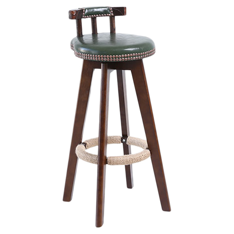 Modern Rotatable Backrest Counter Stool Wood Cafe Bar Stool with Leather Cushion