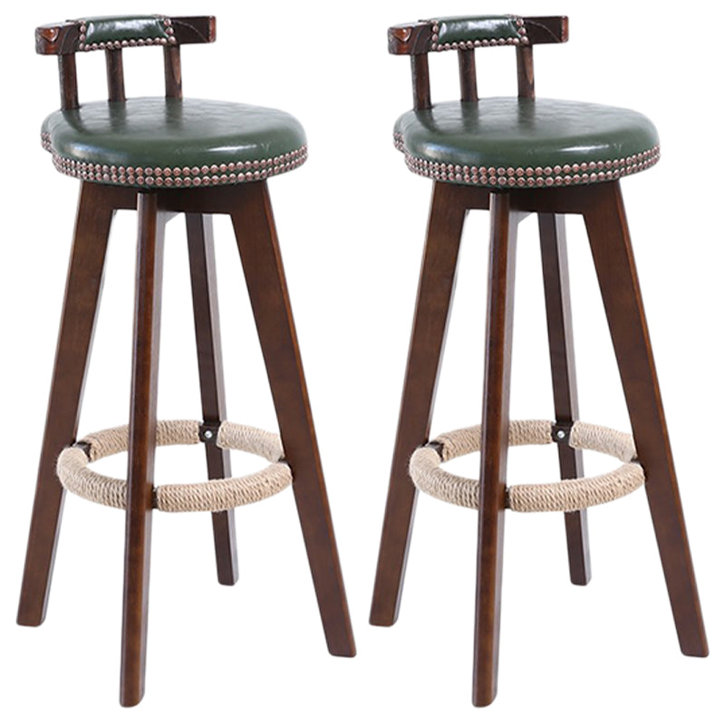 Modern Rotatable Backrest Counter Stool Wood Cafe Bar Stool with Leather Cushion