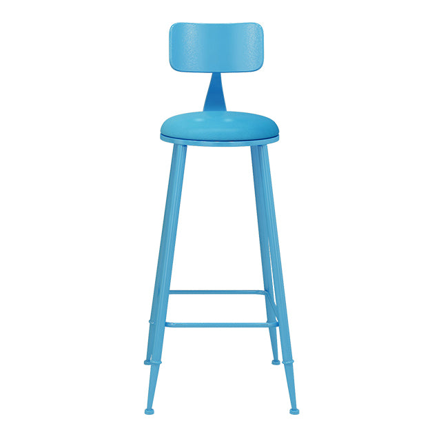 Nordic Armless Backrest Counter Stool Iron Balcony Bar Stool with Cushion and Pedal