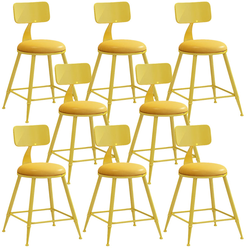 Nordic Armless Backrest Counter Stool Iron Balcony Bar Stool with Cushion and Pedal