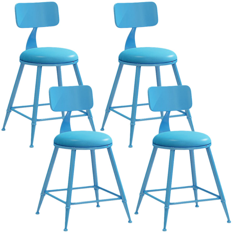 Nordic Armless Backrest Counter Stool Iron Balcony Bar Stool with Cushion and Pedal