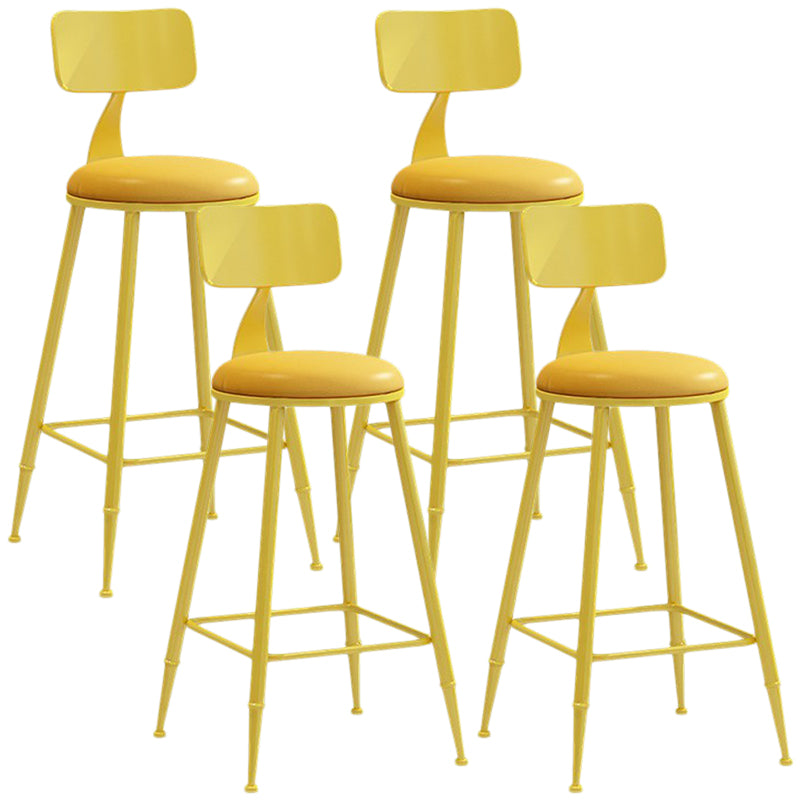 Nordic Armless Backrest Counter Stool Iron Balcony Bar Stool with Cushion and Pedal