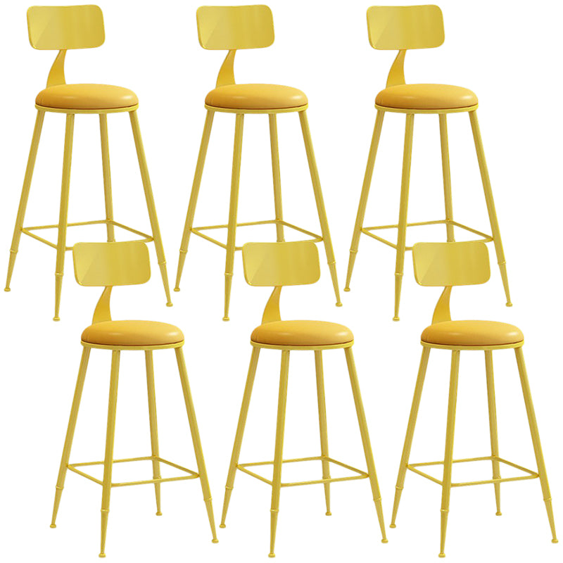 Nordic Armless Backrest Counter Stool Iron Balcony Bar Stool with Cushion and Pedal