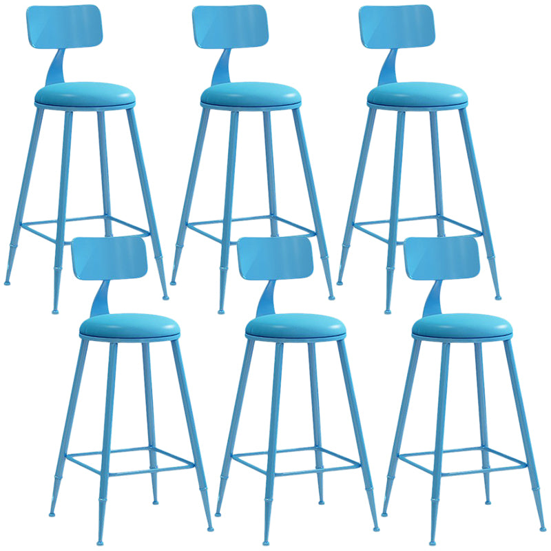 Nordic Armless Backrest Counter Stool Iron Balcony Bar Stool with Cushion and Pedal