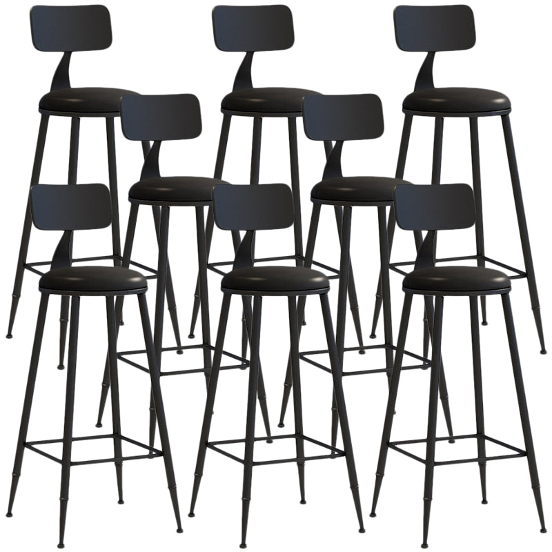 Nordic Armless Backrest Counter Stool Iron Balcony Bar Stool with Cushion and Pedal