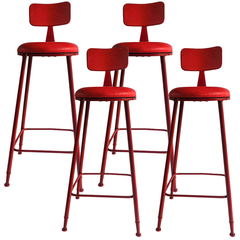 Nordic Armless Backrest Counter Stool Iron Balcony Bar Stool with Cushion and Pedal