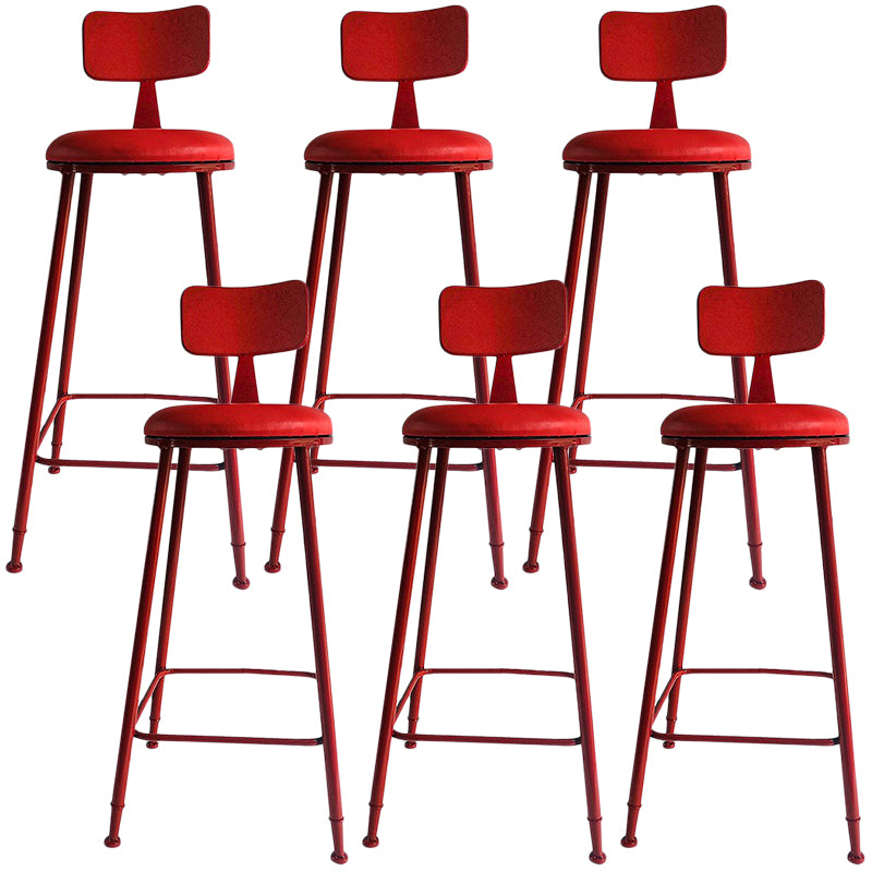 Nordic Armless Backrest Counter Stool Iron Balcony Bar Stool with Cushion and Pedal