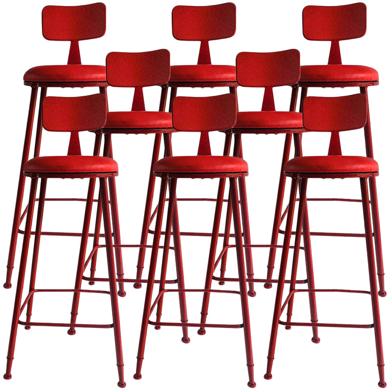 Nordic Armless Backrest Counter Stool Iron Balcony Bar Stool with Cushion and Pedal