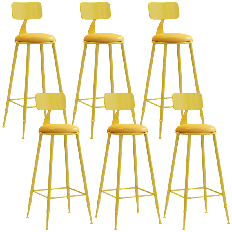 Nordic Armless Backrest Counter Stool Iron Balcony Bar Stool with Cushion and Pedal